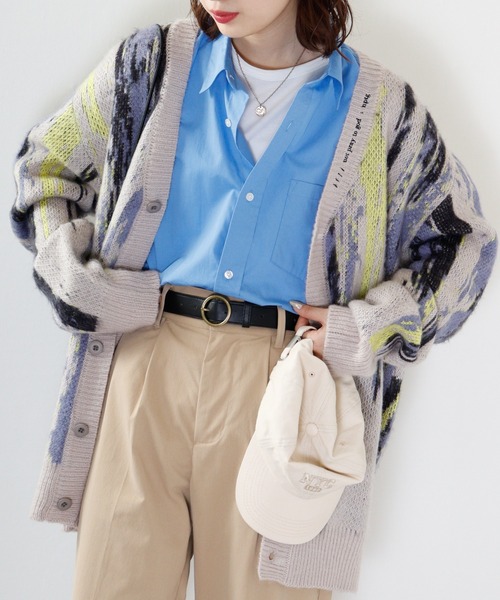 RE730(アールイーセブンサーティー)の「Mohair touch wide shaggy design knit cardigan / モヘアタッチ ワイド 総柄デザイン シャギーニットカーディガン unisex(カーディガン/ボレロ・メンズ・ベージュ/グレー/ピンク/オレンジ/ブルー/アイボリー/ブラック/ブラック系2/ベージュ系/グレー系1/ブラック系1/ブラック系3/グレー系2/グレー系3/グレー系4/ブラック系4/ブラック系5/ブラック系6/ミント/チャコール/チャコールグレー×ブラック/ホワイト×ブラック/ホワイト×グレー/ブラック×グリーン・M/L/XL)」の17枚目の写真