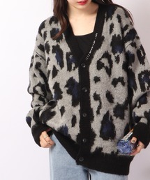 Mohair touch wide shaggy design knit cardigan / モヘアタッチ ワイド 総柄デザイン シャギーニットカーディガン unisex