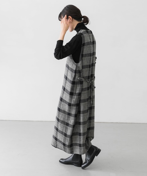 かぐれ（カグレ）の「リネンウールチェックワンピース（ワンピース