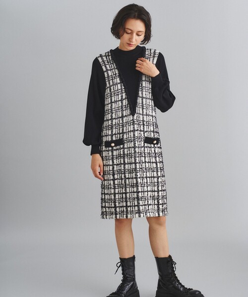 セール】ツイードレイヤードニットワンピース（ワンピース）｜Diagram