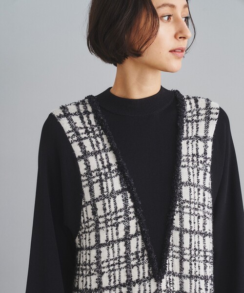 セール】ツイードレイヤードニットワンピース（ワンピース）｜Diagram