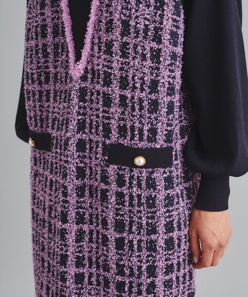 セール】ツイードレイヤードニットワンピース（ワンピース）｜Diagram