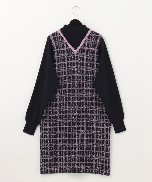 セール】ツイードレイヤードニットワンピース（ワンピース）｜Diagram