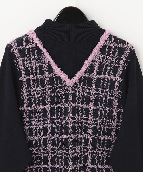 セール】ツイードレイヤードニットワンピース（ワンピース）｜Diagram