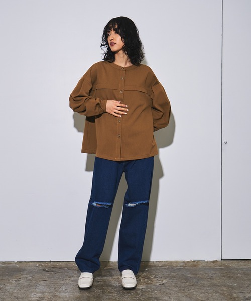 4youstory(フォーユーストーリー)の「【4youstory】デニムダメージルーズストレートパンツ(デニムパンツ・レディース・インディゴブルー/ブルー/ブラック・FREE)」の3枚目の写真