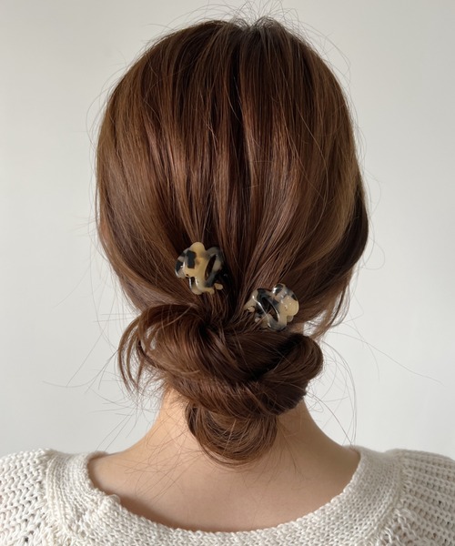 iso(イソ)の「ツインマーブルヘアクリップセット/2個セット(バレッタ/ヘアクリップ・レディース・ブラウン/ホワイト/パープル/オリーブ・FREE)」の8枚目の写真