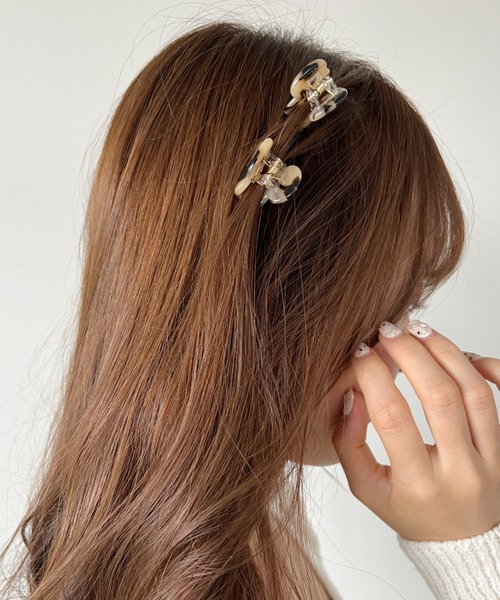 iso(イソ)の「ツインマーブルヘアクリップセット/2個セット(バレッタ/ヘアクリップ・レディース・ブラウン/ホワイト/パープル/オリーブ・FREE)」の10枚目の写真