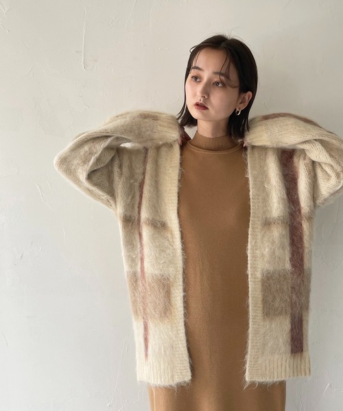 CLEIO(クレイオ)の「【CLEIO】シャギーチェックカーディガン(カーディガン/ボレロ・レディース・アイボリー/ベージュ・FREE)」の14枚目の写真