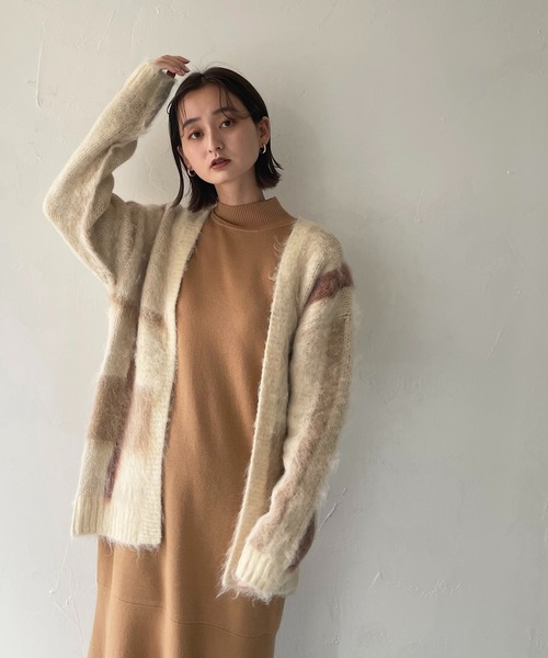 CLEIO(クレイオ)の「【CLEIO】シャギーチェックカーディガン(カーディガン/ボレロ・レディース・アイボリー/ベージュ・FREE)」の9枚目の写真