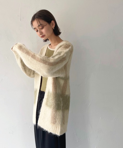 CLEIO(クレイオ)の「【CLEIO】シャギーチェックカーディガン(カーディガン/ボレロ・レディース・アイボリー/ベージュ・FREE)」の3枚目の写真