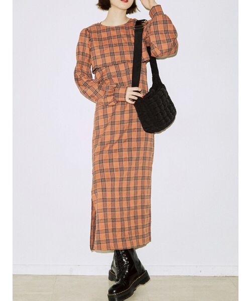 jouetie（ジュエティ）の「ブラウスレイヤードワンピース（ワンピース・レディース・グリーン/オレンジ/ブラック・MEDIUM）」の6枚目の写真