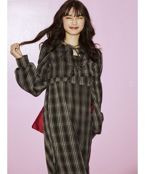 jouetie（ジュエティ）の「ブラウスレイヤードワンピース（ワンピース・レディース・グリーン/オレンジ/ブラック・MEDIUM）」の16枚目の写真