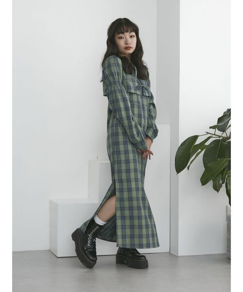 jouetie（ジュエティ）の「ブラウスレイヤードワンピース（ワンピース・レディース・グリーン/オレンジ/ブラック・MEDIUM）」の18枚目の写真