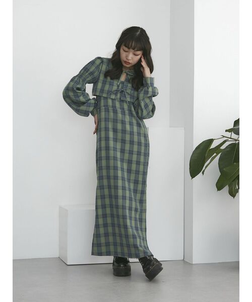 jouetie（ジュエティ）の「ブラウスレイヤードワンピース（ワンピース・レディース・グリーン/オレンジ/ブラック・MEDIUM）」の19枚目の写真