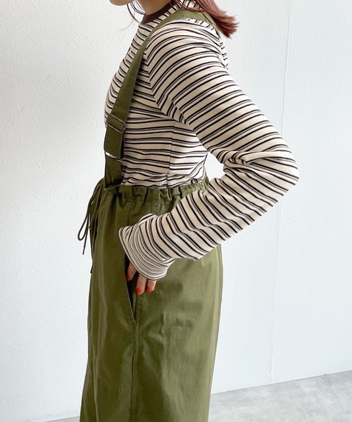 w closet(ダブルクローゼット)の「刺繍起毛ボーダーショート丈ロンT(Tシャツ/カットソー・レディース・オフホワイト/ミント/ネイビー・FREE)」の9枚目の写真