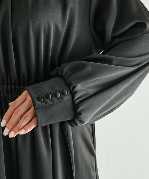 COLLAGE GALLARDAGALANTE(コラージュガリャルダガランテ)の「サテンウエストギャザーワンピース(ワンピース・レディース・ブラック/ミント/オフホワイト・FREE)」の21枚目の写真