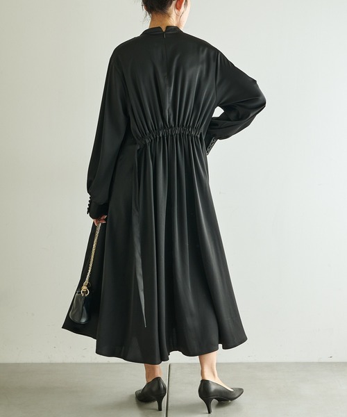 COLLAGE GALLARDAGALANTE(コラージュガリャルダガランテ)の「サテンウエストギャザーワンピース(ワンピース・レディース・ブラック/ミント/オフホワイト・FREE)」の10枚目の写真