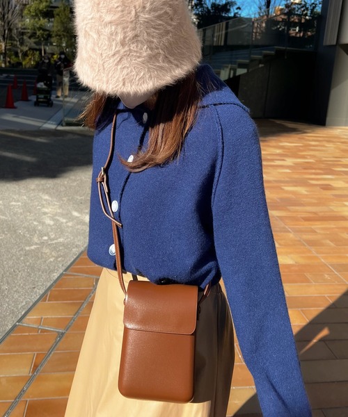 Lamoa（ラモア）の「Lamoa/ルーズ ポロニット（ニット/セーター・レディース・グレー/ネイビー/ブラウン・FREE）」の3枚目の写真