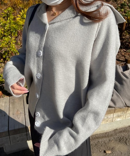 Lamoa（ラモア）の「Lamoa/ルーズ ポロニット（ニット/セーター・レディース・グレー/ネイビー/ブラウン・FREE）」の17枚目の写真