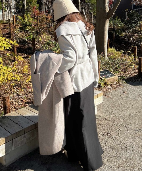 Lamoa（ラモア）の「Lamoa/ルーズ ポロニット（ニット/セーター・レディース・グレー/ネイビー/ブラウン・FREE）」の4枚目の写真