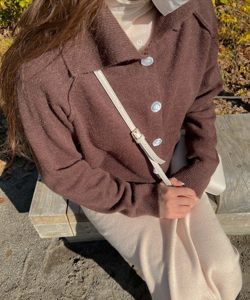 Lamoa（ラモア）の「Lamoa/ルーズ ポロニット（ニット/セーター・レディース・グレー/ネイビー/ブラウン・FREE）」の13枚目の写真