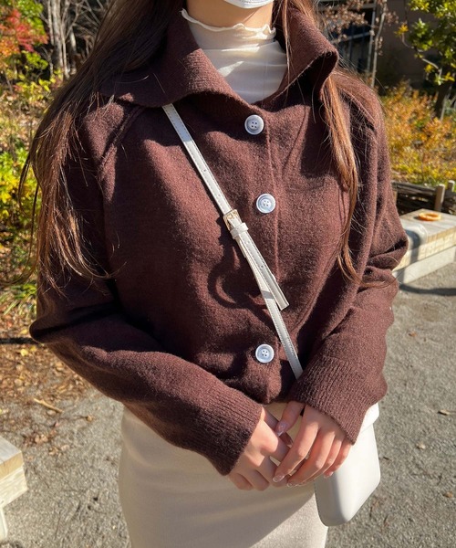 Lamoa（ラモア）の「Lamoa/ルーズ ポロニット（ニット/セーター・レディース・グレー/ネイビー/ブラウン・FREE）」の11枚目の写真