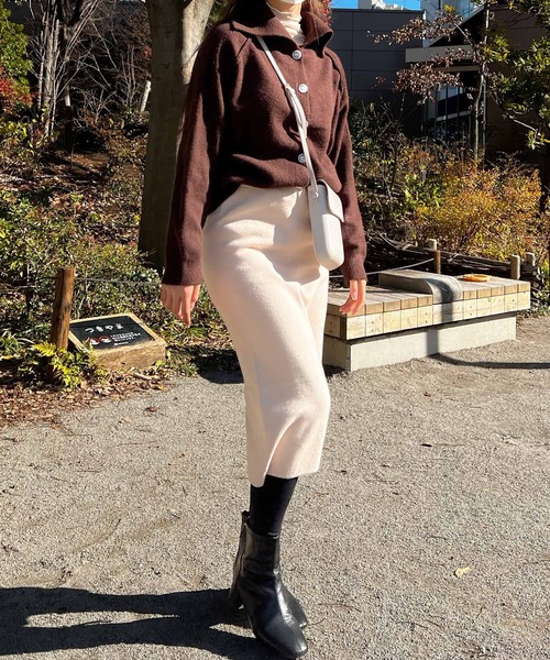 Lamoa（ラモア）の「Lamoa/ルーズ ポロニット（ニット/セーター・レディース・グレー/ネイビー/ブラウン・FREE）」の7枚目の写真