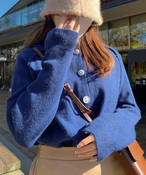 Lamoa（ラモア）の「Lamoa/ルーズ ポロニット（ニット/セーター・レディース・グレー/ネイビー/ブラウン・FREE）」の18枚目の写真