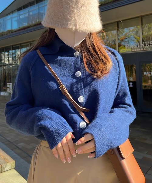 Lamoa（ラモア）の「Lamoa/ルーズ ポロニット（ニット/セーター・レディース・グレー/ネイビー/ブラウン・FREE）」の5枚目の写真