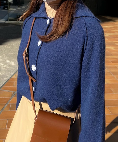 Lamoa（ラモア）の「Lamoa/ルーズ ポロニット（ニット/セーター・レディース・グレー/ネイビー/ブラウン・FREE）」の16枚目の写真