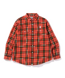 BAPE LOGO CHECK LOOSE FIT SHIRT M