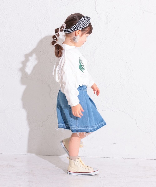 Ocean&Ground（オーシャン&グラウンド）の「ボックスタックデニムスカート(90～140cm)（デニムスカート・キッズ・ダークブルー/ライトブルー・90/100/110/120/130/140）」の5枚目の写真