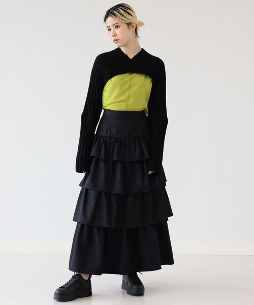 Ray BEAMS（レイビームス）の「Ray BEAMS / 2way アーム ボレロ（Tシャツ/カットソー・レディース・グリーン/ブラック・ONE SIZE）」の4枚目の写真