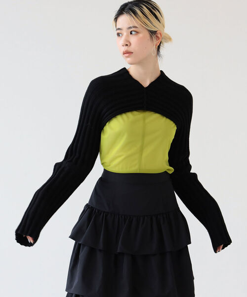 Ray BEAMS（レイビームス）の「Ray BEAMS / 2way アーム ボレロ（Tシャツ/カットソー・レディース・グリーン/ブラック・ONE SIZE）」の6枚目の写真