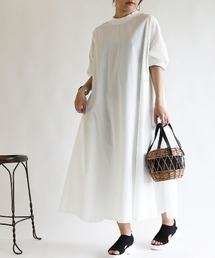 No one knows（ノーワンノーズ）の「リブ付きAライン半袖ワンピース（ワンピース）」