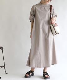 No one knows（ノーワンノーズ）の「リブ付きAライン半袖ワンピース（ワンピース）」