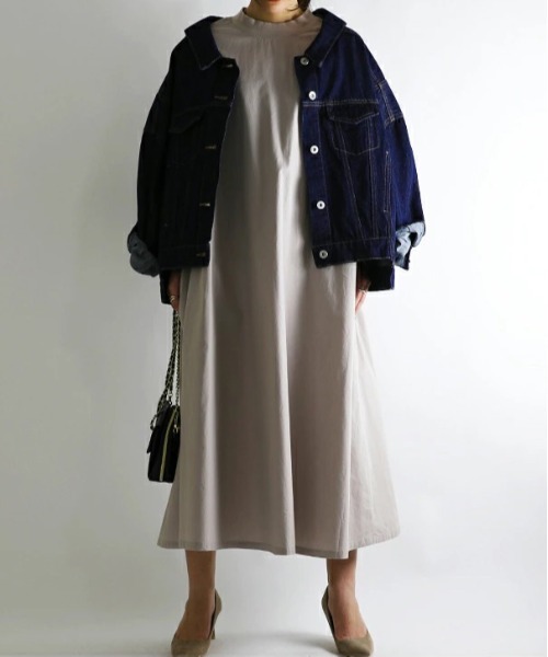 No one knows（ノーワンノーズ）の「リブ付きAライン半袖ワンピース（ワンピース・レディース・ブラック/ライトベージュ/グレイッシュベージュ/パープル/ミント/モカ/グレイッシュブルー/オフホワイト/ブラウン・M-L）」の20枚目の写真