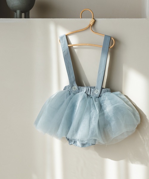 pairmanon（ペアマノン）の「【ベビー】サスペンダー付きチュールスカート風ブルマ（ジャンパースカート・キッズ・ラベンダー/モカ/グレー・70/80）」の2枚目の写真