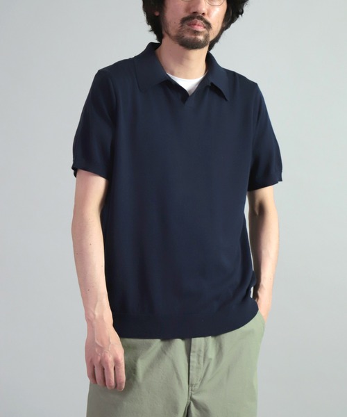 OMNIGOD（オムニゴッド）の「[OMNIGOD mens / オムニゴッド] 強燃コンパクトスピン ショートスリーブポロ（ポロシャツ・メンズ・ベージュ/ライトグレー/ネイビー・2/3）」の7枚目の写真