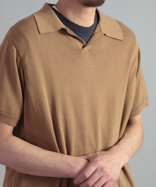 OMNIGOD（オムニゴッド）の「[OMNIGOD mens / オムニゴッド] 強燃コンパクトスピン ショートスリーブポロ（ポロシャツ・メンズ・ベージュ/ライトグレー/ネイビー・2/3）」の15枚目の写真