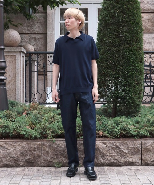 OMNIGOD（オムニゴッド）の「[OMNIGOD mens / オムニゴッド] 強燃コンパクトスピン ショートスリーブポロ（ポロシャツ・メンズ・ベージュ/ライトグレー/ネイビー・2/3）」の20枚目の写真