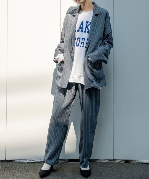 MORLES 青系ストライプ３Ｂリネンテーラードジャケット リネン テーラードジャケット メンズ ブレザー ストライプ柄