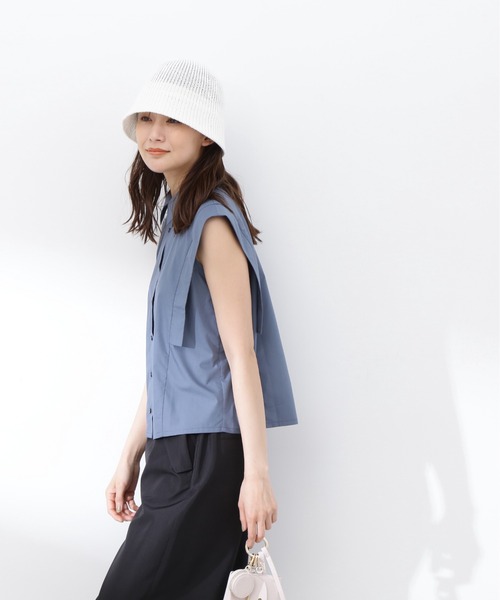 N.（N. Natural Beauty Basic）（エヌエヌナチュラルビューティーベーシック）の「◆スクエアスリーブシャツブラウス（シャツ/ブラウス・レディース・オフホワイト/グレイッシュブルー/チャコール・MEDIUM）」の19枚目の写真