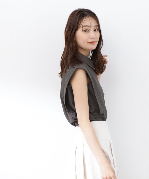 N.（N. Natural Beauty Basic）（エヌエヌナチュラルビューティーベーシック）の「◆スクエアスリーブシャツブラウス（シャツ/ブラウス・レディース・オフホワイト/グレイッシュブルー/チャコール・MEDIUM）」の11枚目の写真