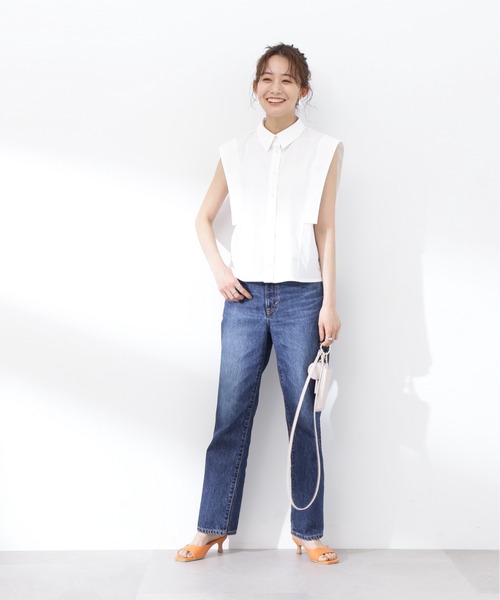 N.（N. Natural Beauty Basic）（エヌエヌナチュラルビューティーベーシック）の「◆スクエアスリーブシャツブラウス（シャツ/ブラウス・レディース・オフホワイト/グレイッシュブルー/チャコール・MEDIUM）」の6枚目の写真