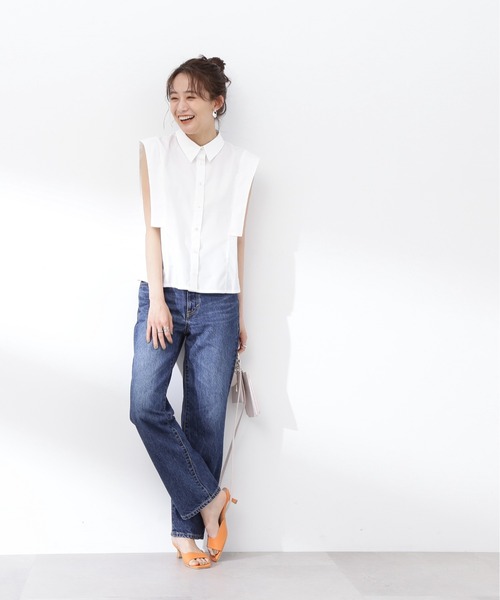 N.（N. Natural Beauty Basic）（エヌエヌナチュラルビューティーベーシック）の「◆スクエアスリーブシャツブラウス（シャツ/ブラウス・レディース・オフホワイト/グレイッシュブルー/チャコール・MEDIUM）」の8枚目の写真