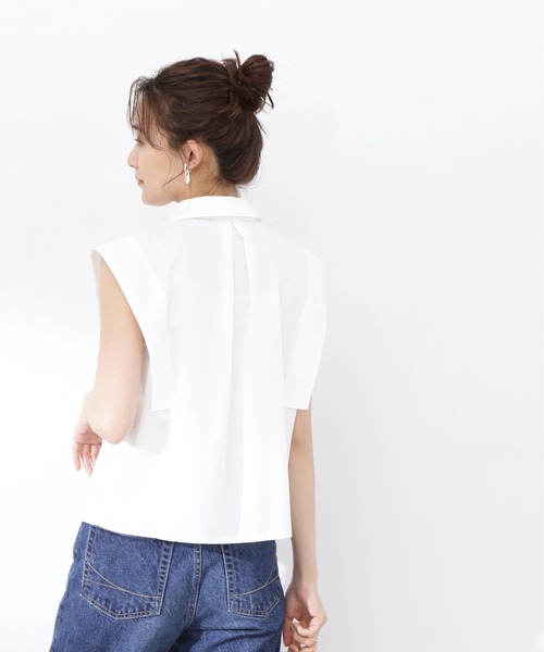 N.（N. Natural Beauty Basic）（エヌエヌナチュラルビューティーベーシック）の「◆スクエアスリーブシャツブラウス（シャツ/ブラウス・レディース・オフホワイト/グレイッシュブルー/チャコール・MEDIUM）」の20枚目の写真