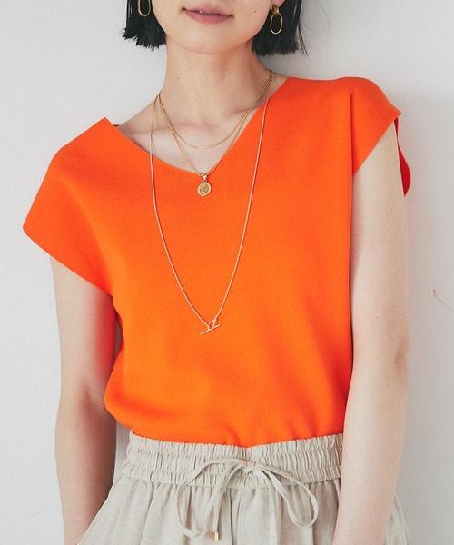 RIVE DROITE(リヴドロワ)の「クールタッチUVフレンチニット(ニット/セーター・レディース・チャコールグレー/ライトグレー/オフホワイト/オレンジ・FREE)」の1枚目の写真