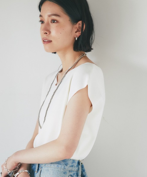 RIVE DROITE(リヴドロワ)の「クールタッチUVフレンチニット(ニット/セーター・レディース・チャコールグレー/ライトグレー/オフホワイト/オレンジ・FREE)」の18枚目の写真