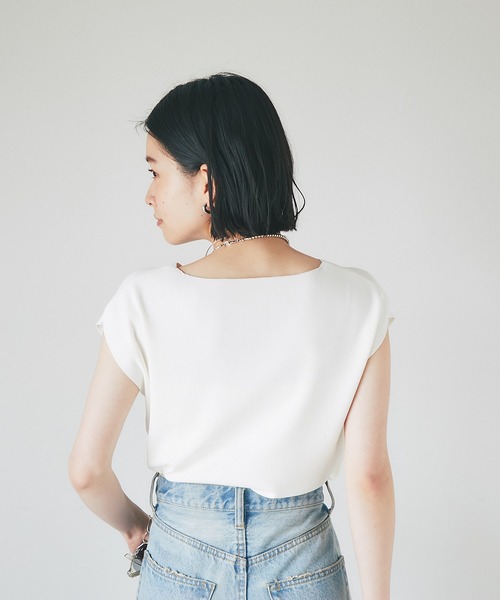 RIVE DROITE(リヴドロワ)の「クールタッチUVフレンチニット(ニット/セーター・レディース・チャコールグレー/ライトグレー/オフホワイト/オレンジ・FREE)」の21枚目の写真